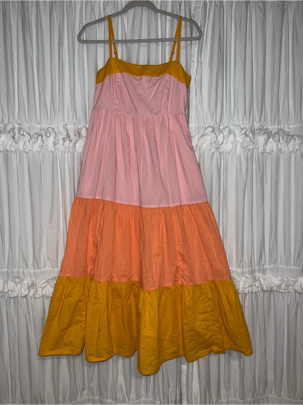 J. Crew Colorblock Tiered Sundress - Pink, Orange & Yellow
